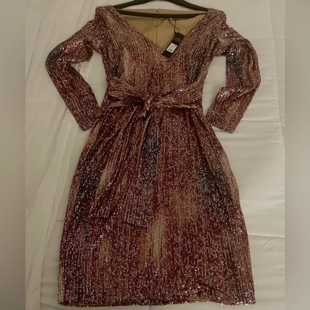 Brand New V- Neck Sequin Dress. - Picture 4 of 6